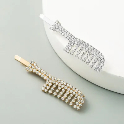 

2021 Hot Selling Bling Bling Rhinestone Comb Hair Clips 18K Gold Plating Crystal Comb Hairpin for Women