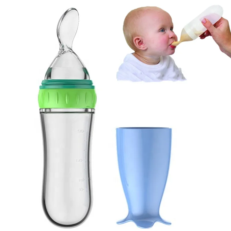 

Fresh Silicone Squeeze Feeder with Spoon and Hygienic Cover, Pink,blue,yellow,white,green