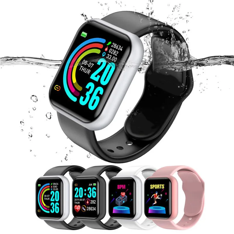 

2021 Cheap smartwatches D20 Smart watch Y68 Blood Pressure Heart Rate Waterproof Tracker Sport Clock Watch, Black, white, pink