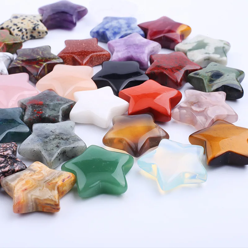 

30MM Stars Shape Gemstone Worry Crystal Stone for Healing Therapy Chakra Balancing Reiki Energy Meditation Home Decoration