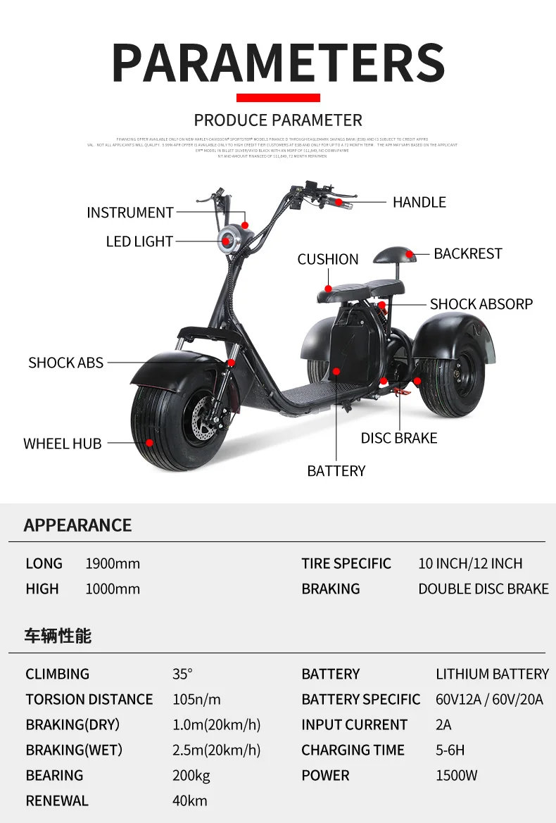 three wheels EEC electric scooter