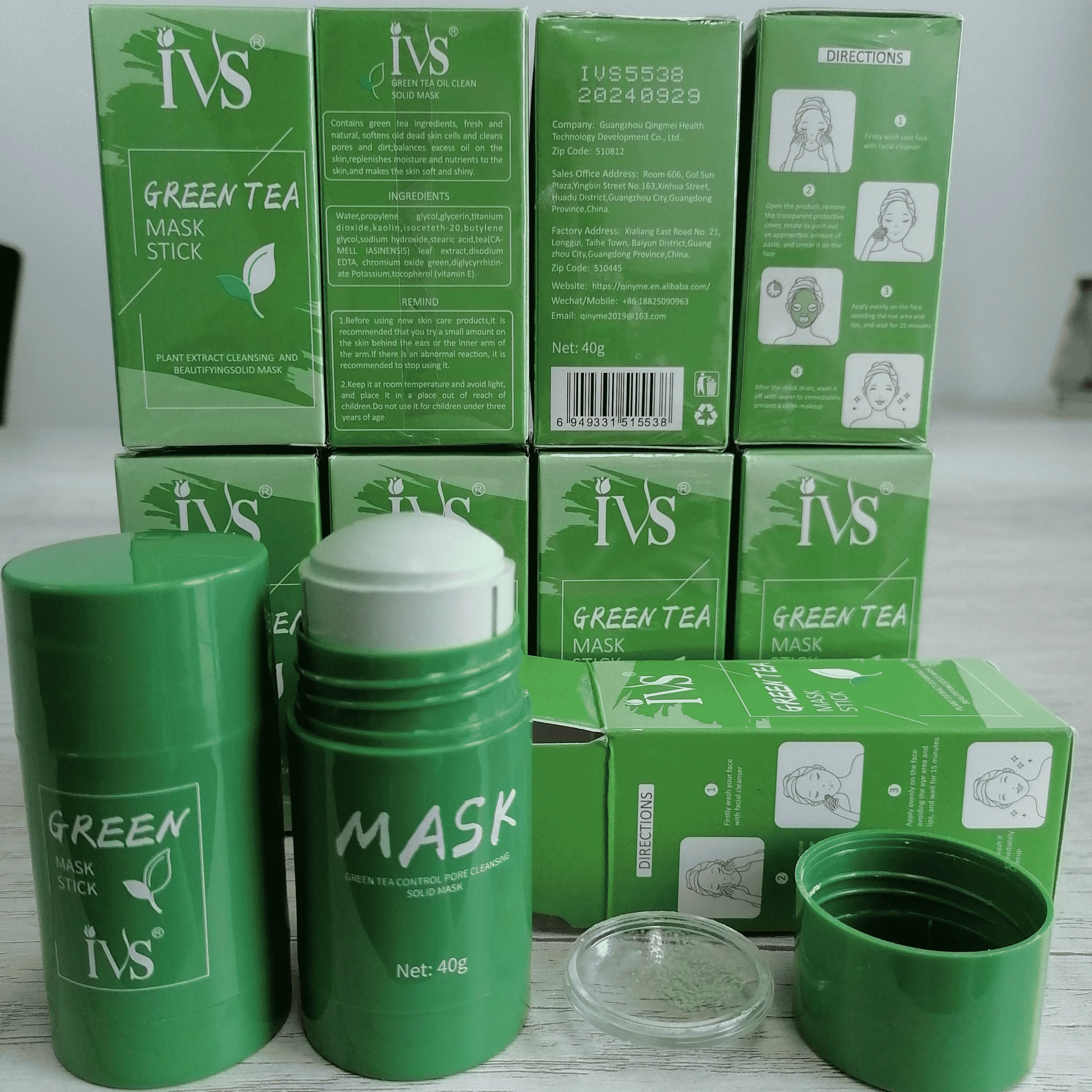 

IVS Brightening Face Green Tea Clay Mask Wholesale Facial Private Label Organic Vegan Green Mask Stick For Face Care