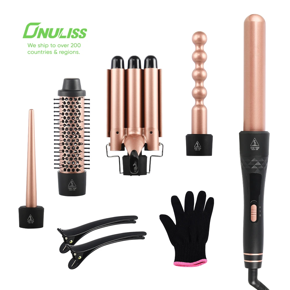 

Top Selling 5 In 1 Fast Heating Curling Tong Crimp Iron Barrel Curling Iron Set Hair Curler Iron