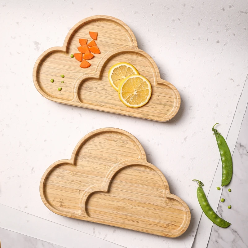 

Yunduo Bamboo Tray With Suction Cup Pure Natural Bamboo Tray Baby Wooden Plate, Wood color