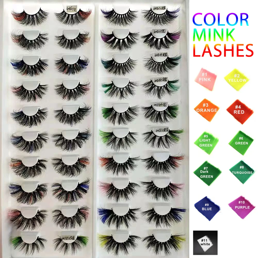 

Wholesale color lash strip private label high quality mink eyelash fake eyelashes lashes with color factory price eyelash vendor