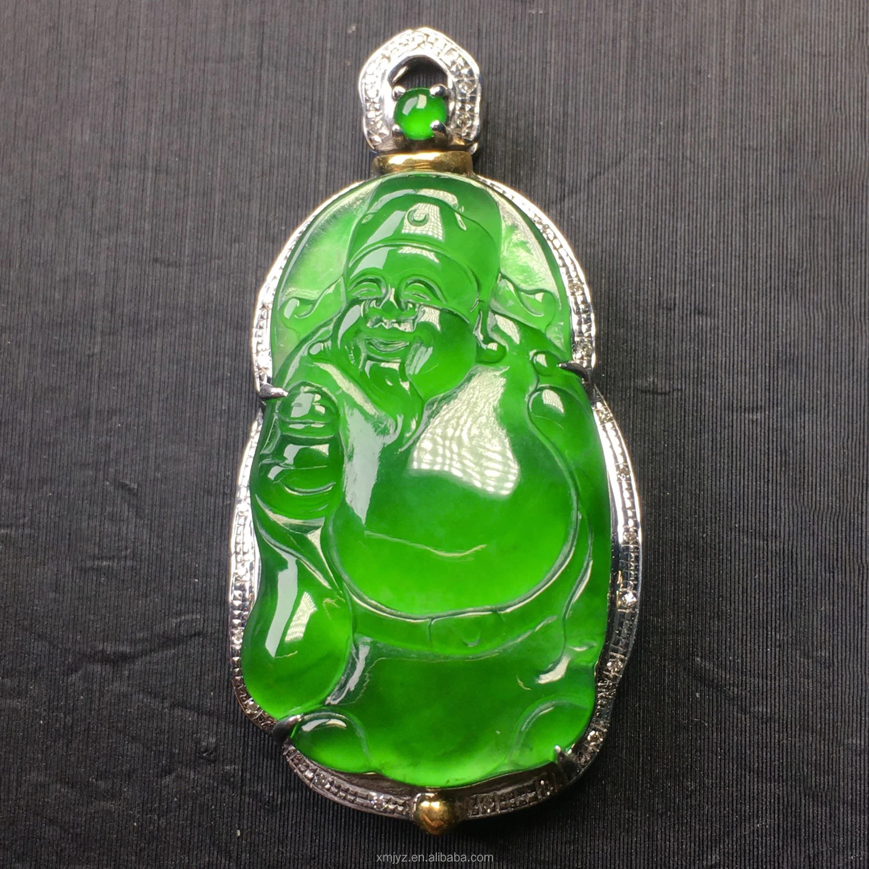 

18K Gold Diamond Pendant A Grade Jadeite Ruyi Guanyin White Gold Green Purple Jadethe god of wealth Pendant Necklace