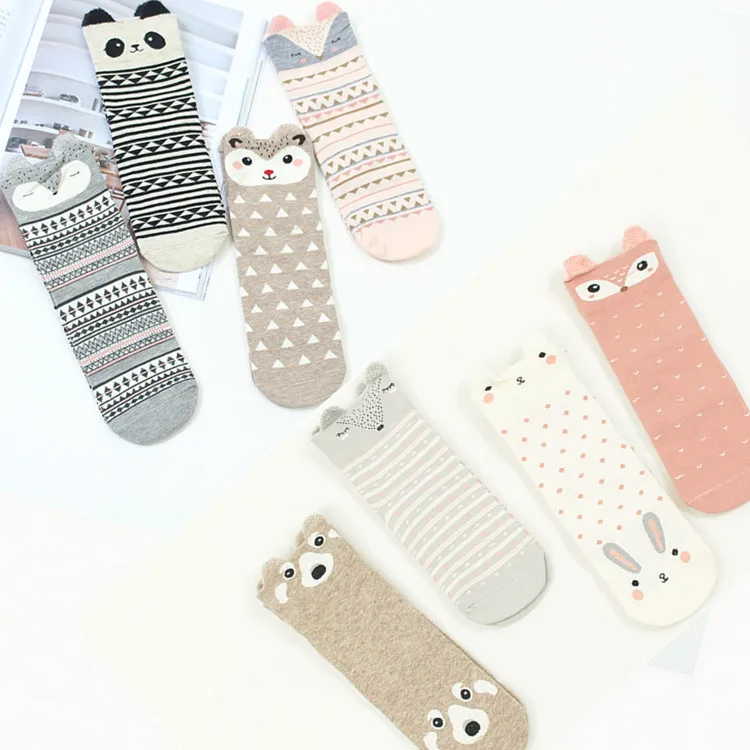

Autumn And Winter New Style Japanese Three-dimensional Ear Cartoon Animal Cotton Women's Socks In Tube Socks, 8 colors