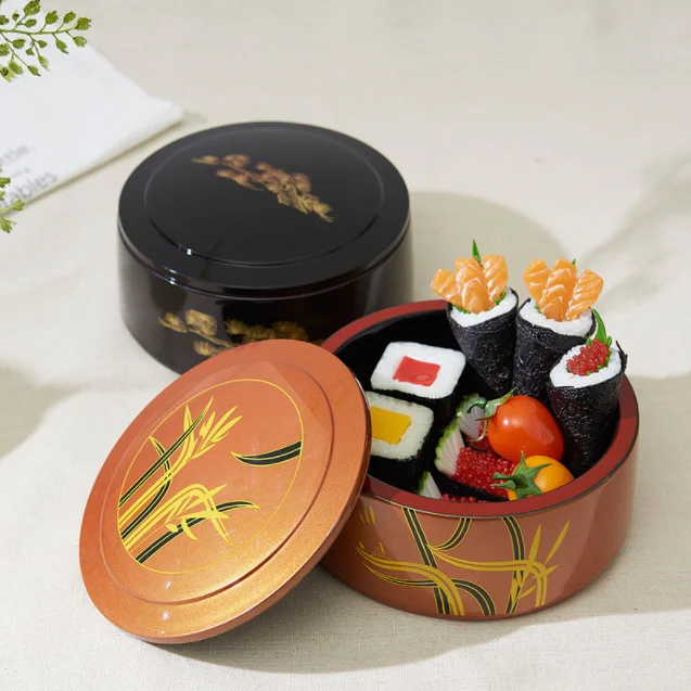 

Wholesale ABS Sushi Container Lunch Small Round Unagi Bento Box Japan With Lid