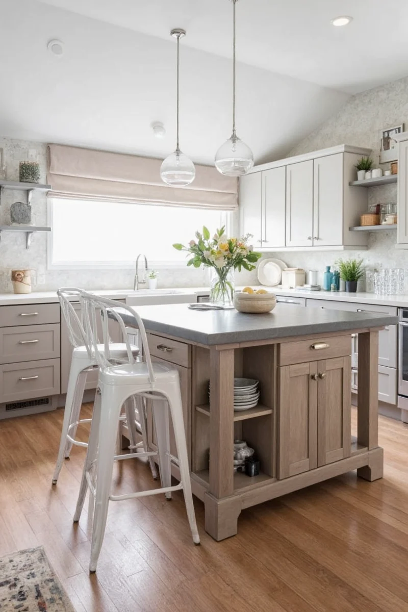 Convertible kitchen island with lifting table
