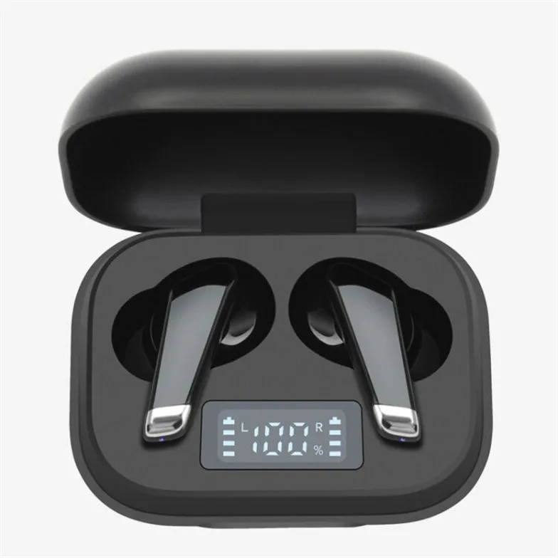 

Twins Boat TWS Headphone BT5.0 Earbuds Bluetooth 3 Screen LED Display HIFI Stereo Bass Noise Cancelling Earbuds Headset, Black white