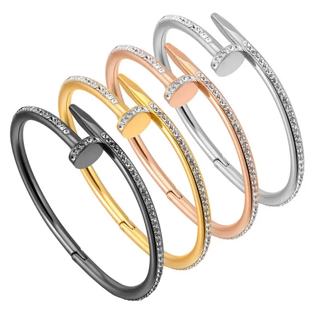 

Designer Bracelets & Bangles Gold Plated Titanium Steel Rose Quartz Screw Bracelet