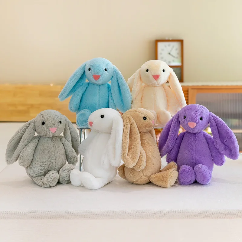 

30cm Blossom Easter Rabbit Plush Bunny Long Ear Color Stuffed Soft Bunny Animal Plush Bunny Toy