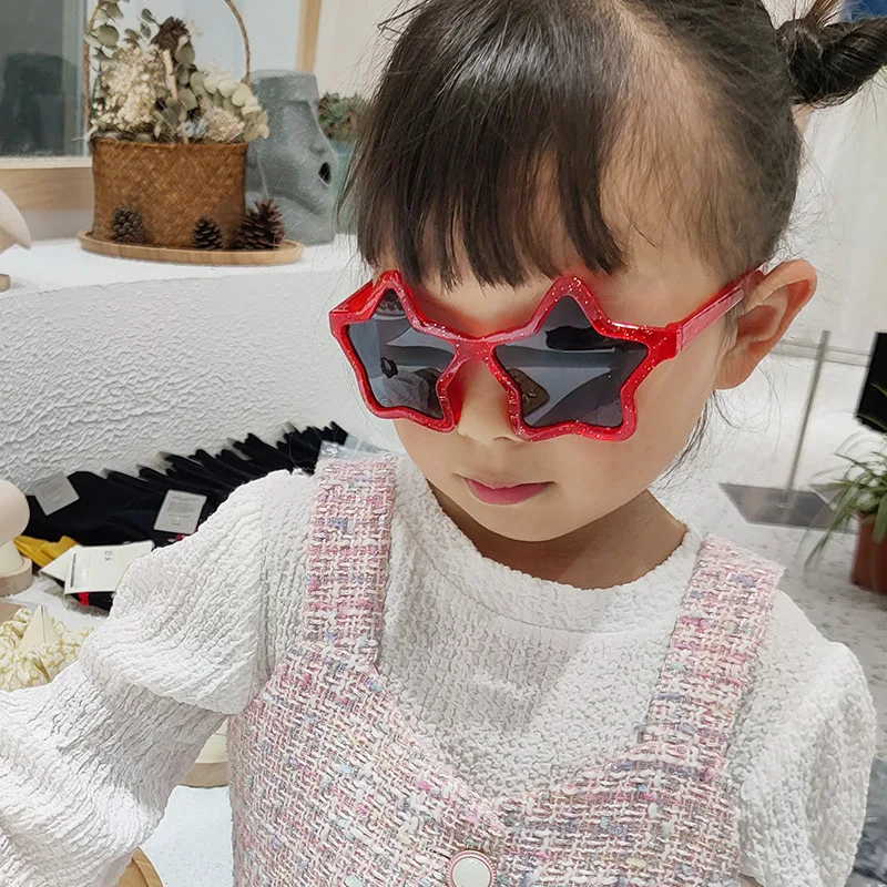 

2021 New Style Wholesale Star Frame Baby Sunglasses Kids Bling Sunglasses Fashion Child Cute Kids Sunglasses, As picture
