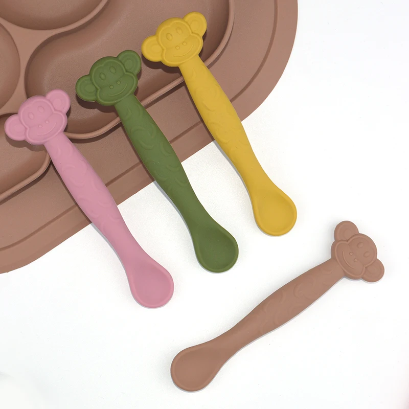 

Hot Sale safe Silicone Baby Spoons Food Grade Feeding Baby Spoon, Custom made