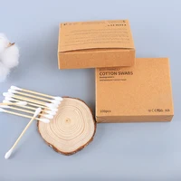 

100PCS Eco Ear Cleaning Buds Bamboo/Wooden Stick Cotton Makeup Swab