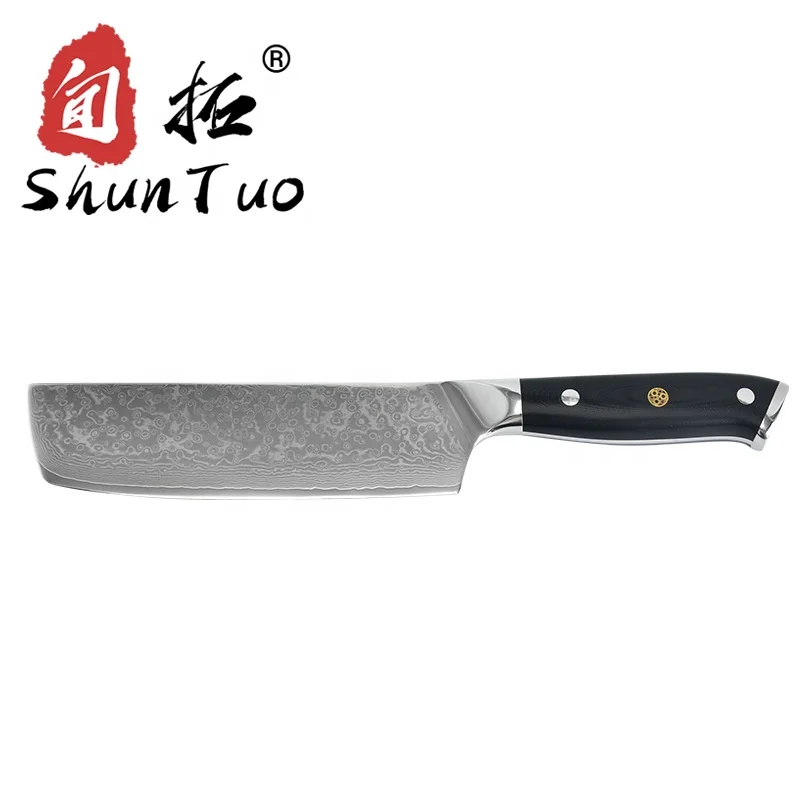 

fishbone pattern grip comfortable Flower nail steel head 7 inch vegetable japanese chef knife Nakiri Knife, Natural