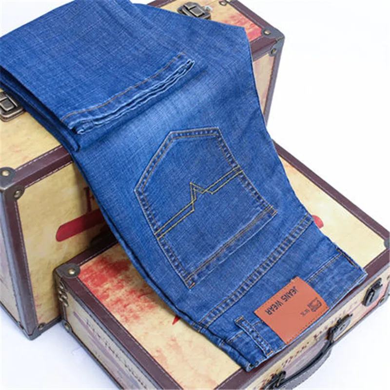 

High-waisted Men's straight - bottle-stretch business casual jeans for all seasons