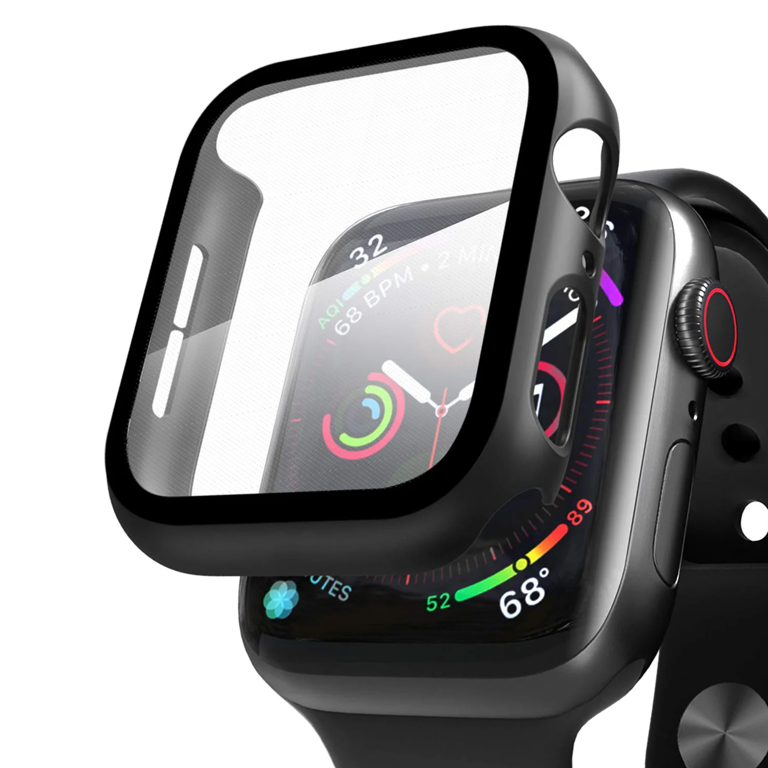 

Suitable for Apple Watch 44mm 40mm 42mm 38mm series SE/6/5/4/3/2/1case, with screen protector PC toughened glass shockproof case