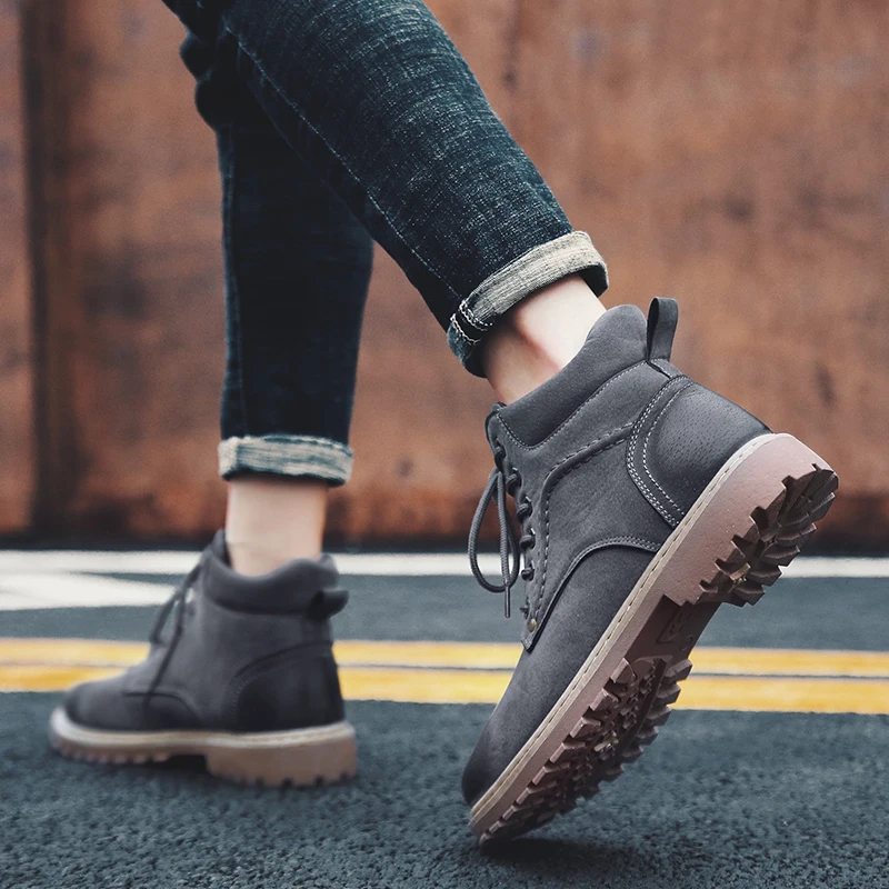 

Autumn winter boots calfskin men's boots European retro patent leather boots men shoes