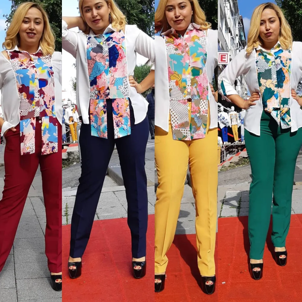 

LA019 new style fashion plus sizes custom printed long sleeve top pants sets women casual clothing two piece suit, Yellow, green, rose red, blue