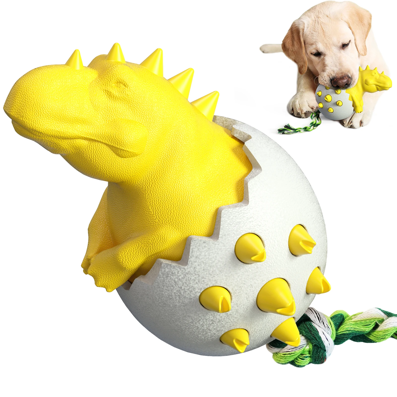 

High Quality Dinosaur egg dog molar toy Pet Dog chew rubber dog chew toy, Blue/yellow/green