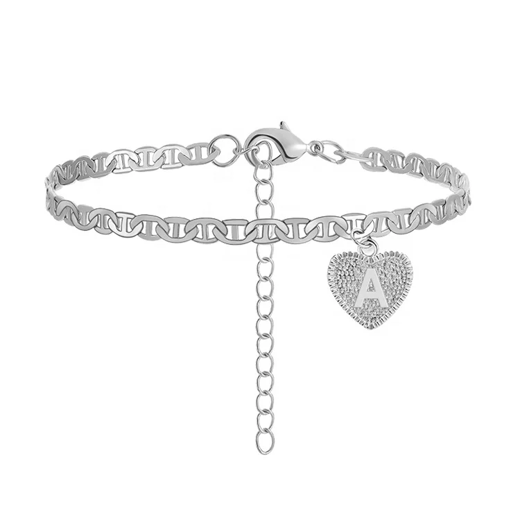 

Wholesale Letter Anklets Anklet Silver Heart26 Initial Anklet for Women, Gold color