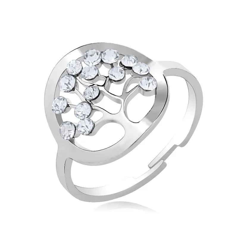 

Life Tree Adjustable Rings Fashion Jewelry Silver Stainless steel Rings Women