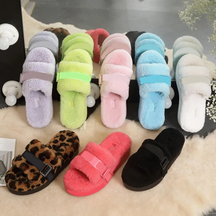 

2021xdxugg wool slippers comfortable open toe outdoor warm leather slippers