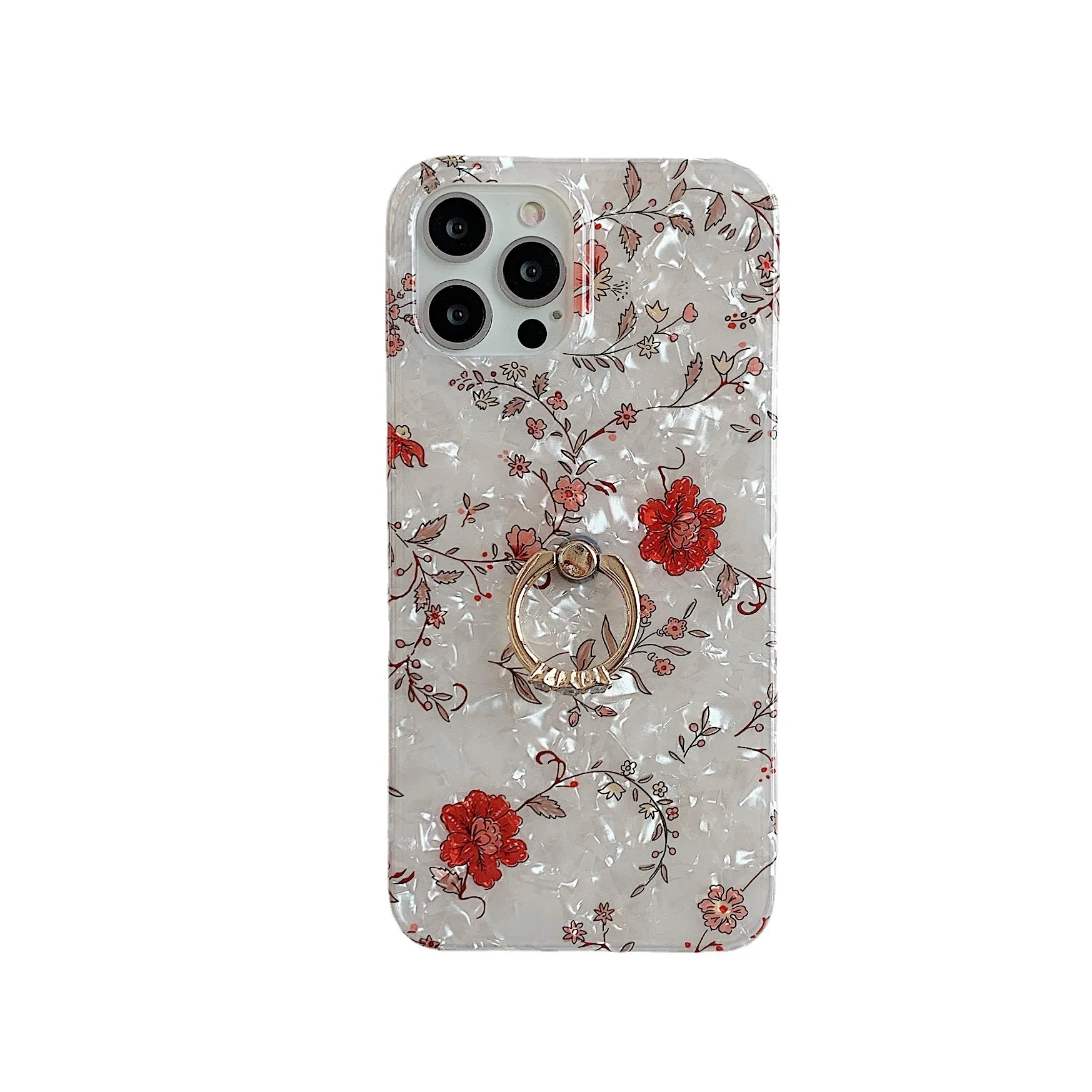 

Factory Price Flower Glossy Special Customize Sublimation Phone Cases With Ring
