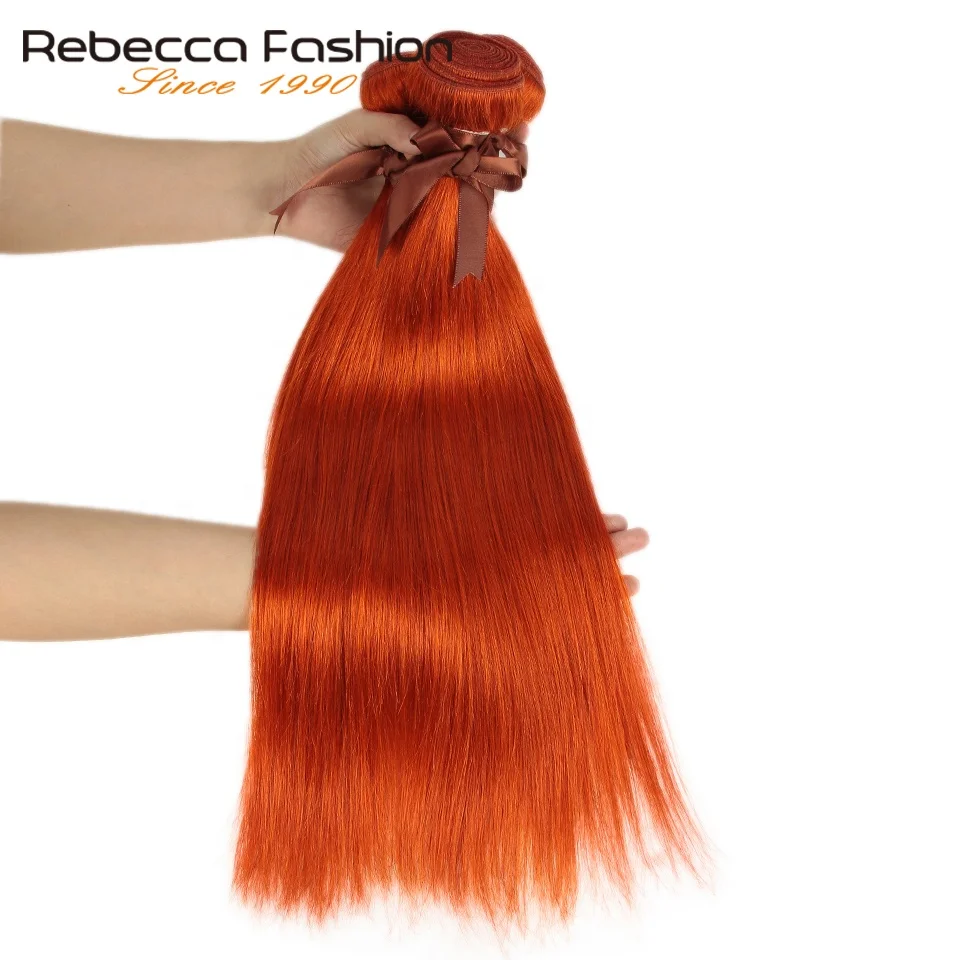 

Rebecca Orange Blonde straight weave 8 to 28inches colorful Hair Bundles with closure brazilian hair bundles 10a 100 human hair