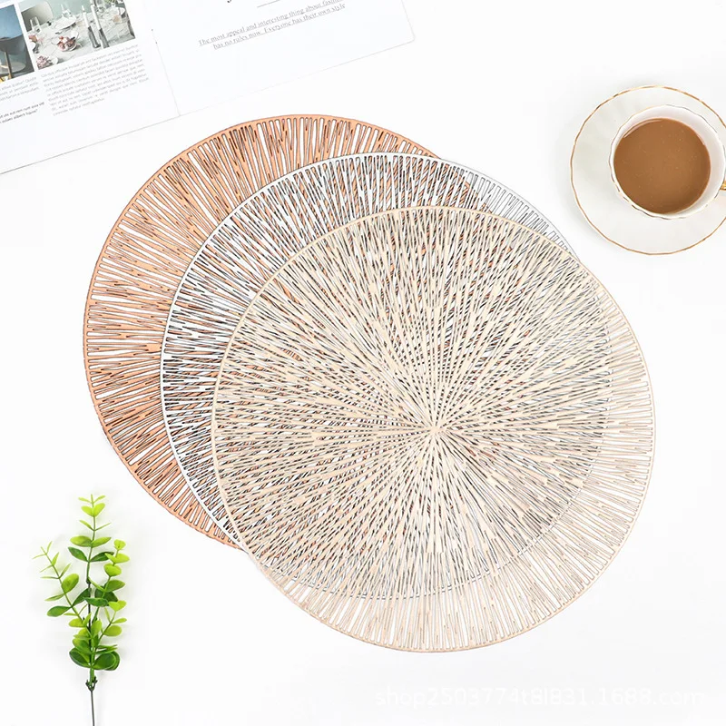

New arrival wholesale christmas gold pvc table mat wedding placemat