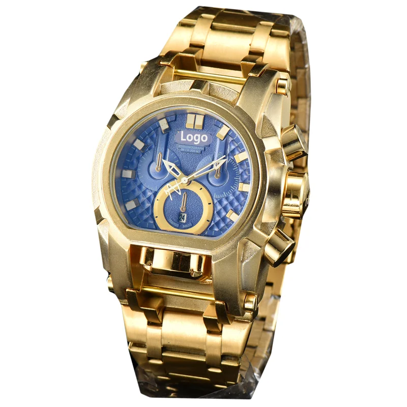 

Men's brand large dial steel strap quartz men's Watch