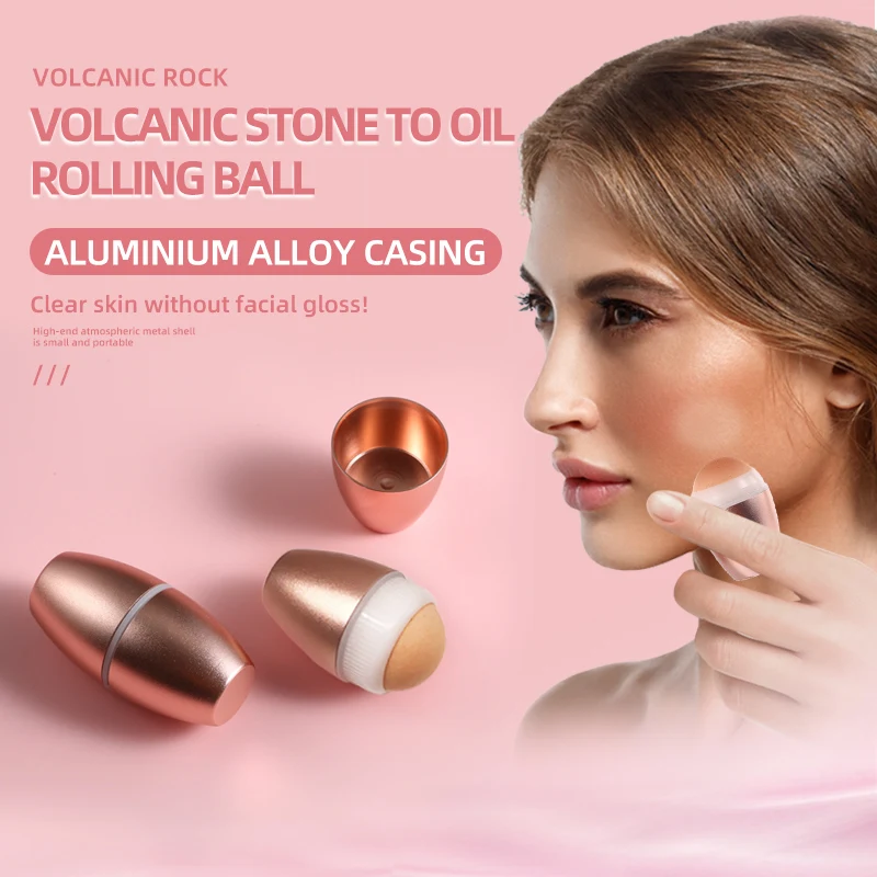 

Portable reusable volcanic stone facial face nose oil control skincare tool oil-absorbing makeup oil absorbing roller