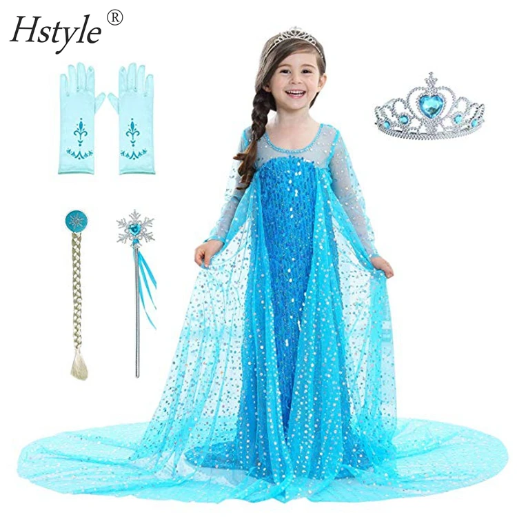 

Luxury Princess Dress Costumes with Shining Long Cap Girls Birthday Party 2-10 Years SU507