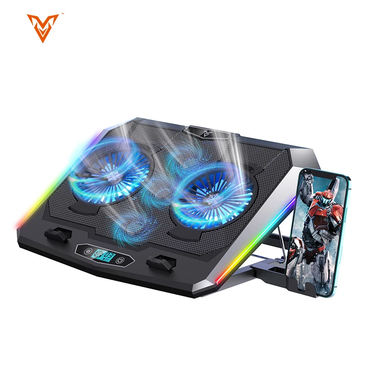 

2021 5 silent fan low power laptop Cooling Pad light adjust button laptop cooling stand in computer desks