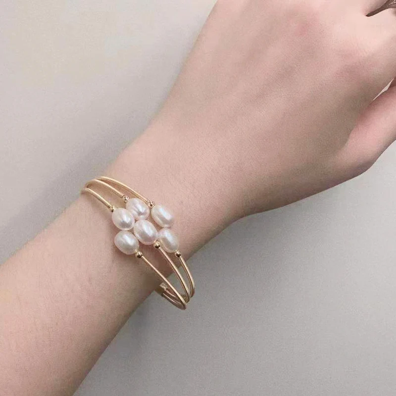 

Handmade Natural white pearl bracelet New style 2021 bangels Gift women fashion jewelry