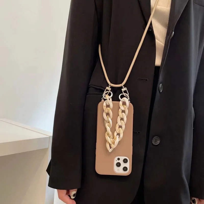 

Crossbody Lanyard Chain Acrylic Wristband Phone Case For iPhone XR XS Max 7 8 Plus X Back Cover