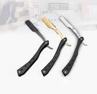 

Popular black wood handle barber beard shaving tools durable replaceable blades type straight razor for men