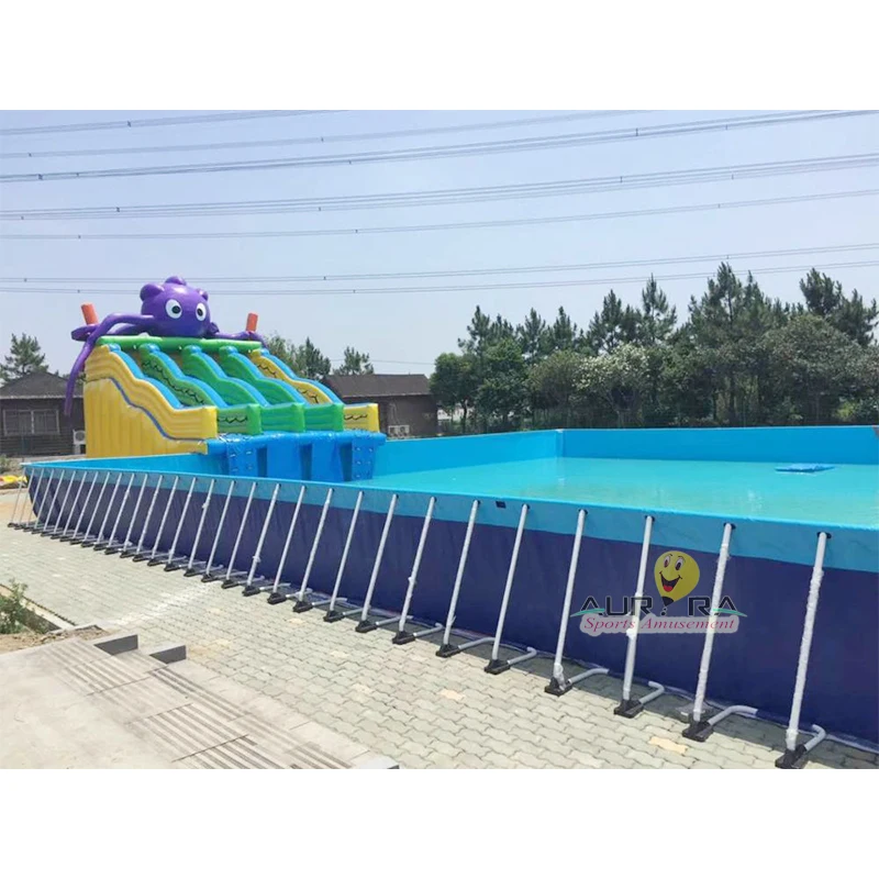 

large above ground steel pool rectangular Large Above Ground PVC pool metal frame swimming pool, Customized