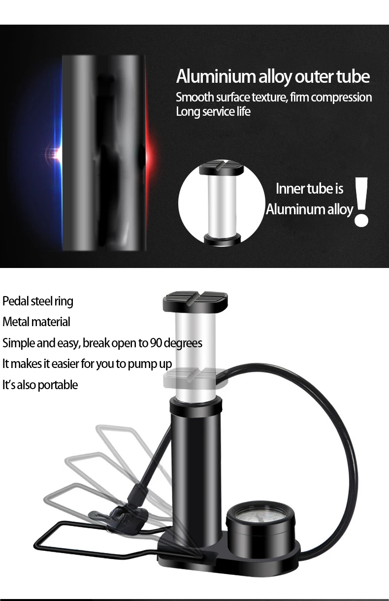 Pedal high pressure portable tire inflator,Bicycle Tyre Inflator,Car motorcycle Tire Air Pump