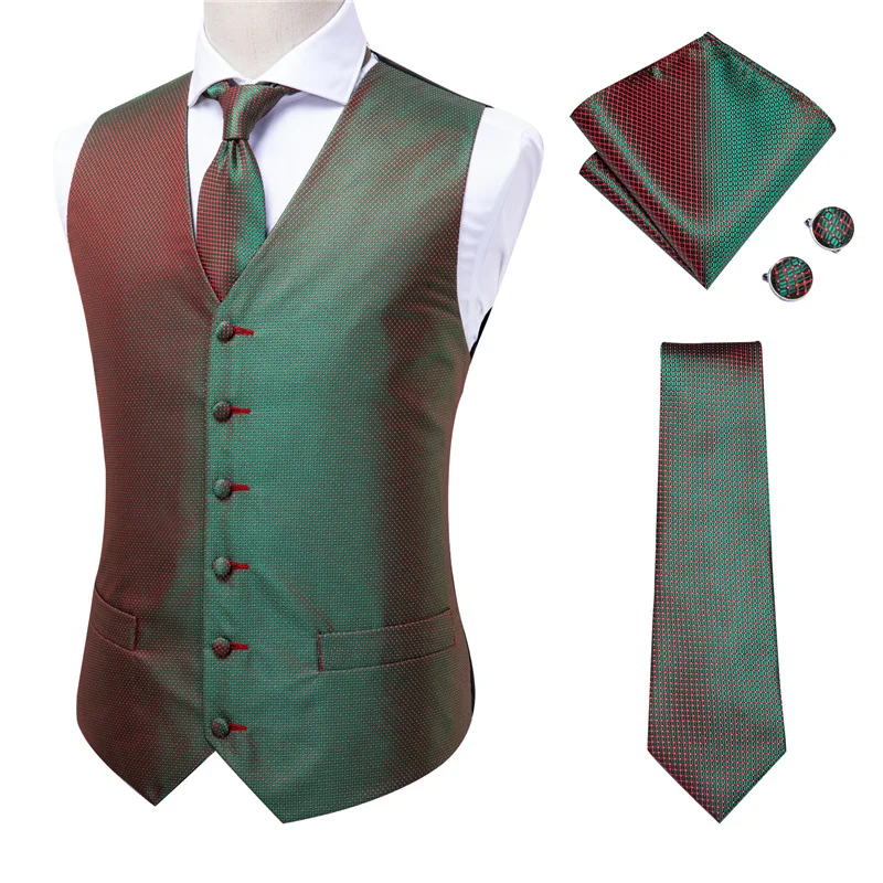 

Men's Polka Dot V Collar Vest With Tie Cufflinks Kerchief Included Christmas Gifts