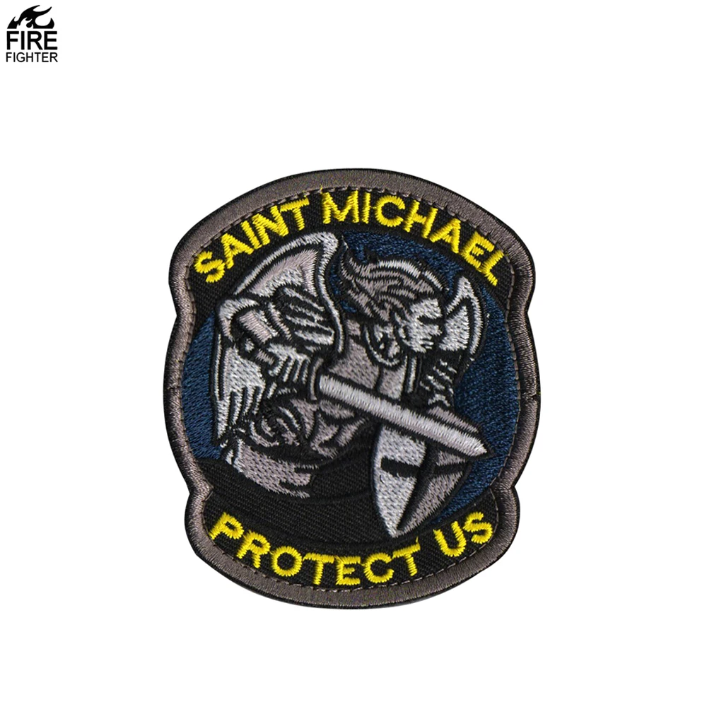 

Saint Michael Modern Patch Tactical Military Army Embroidered Sew on Tags Operator Patches with Hook and Loop V00025, Customized colors