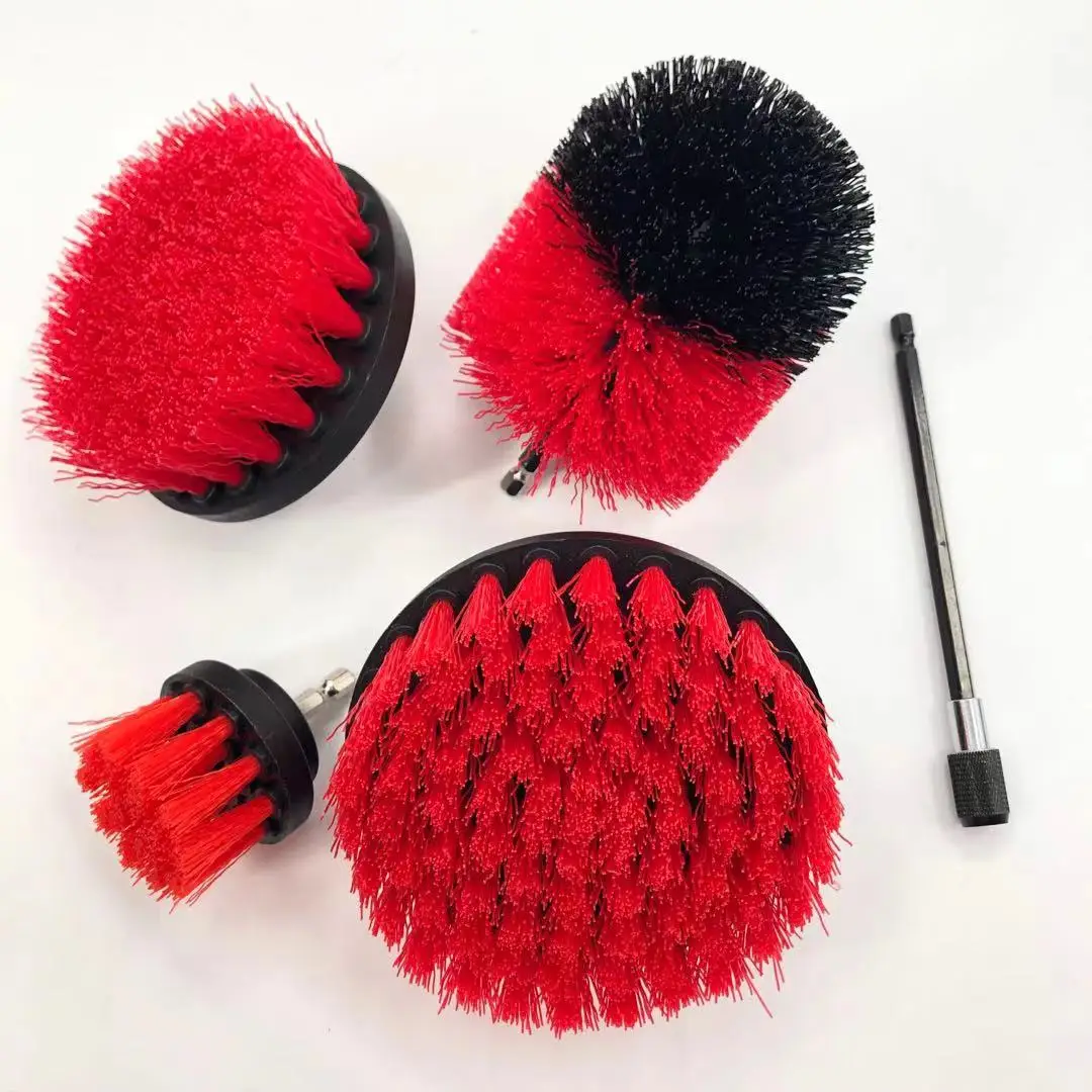 

Zhenda Red Power Drill Cleaning Brush Set For Car Wash And House Cleaning