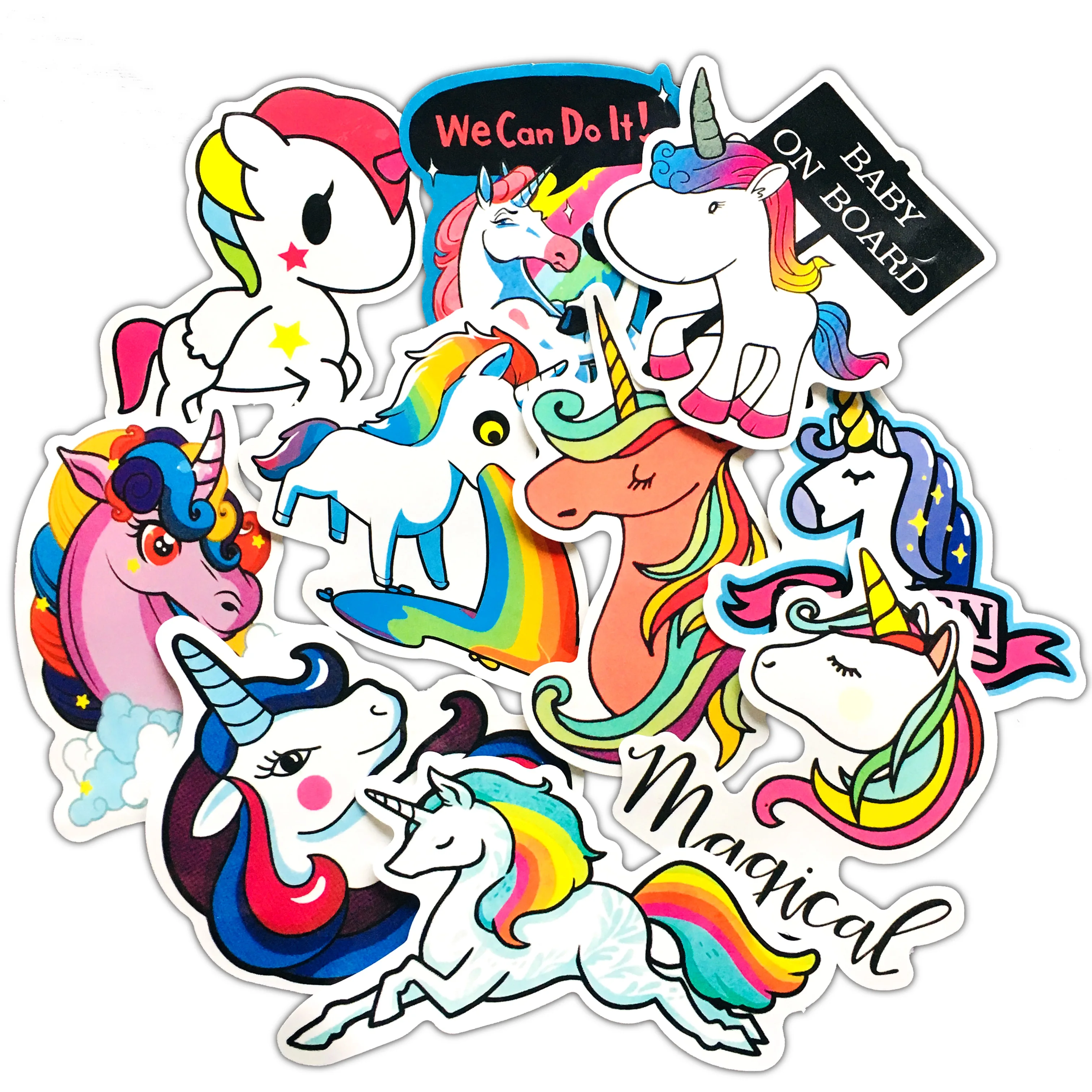 

10PCS Cartoon Unicorn Pvc Kid Notebook Stationery Sticker Set, Multiple colour