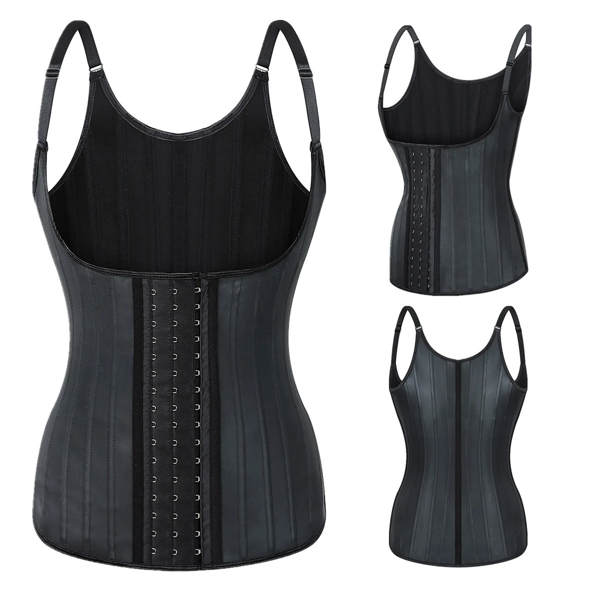 25 Steel Boned Waist Support Trainer Fitness Women Vest Faja Leather Latex Trimmer Sweat Vest