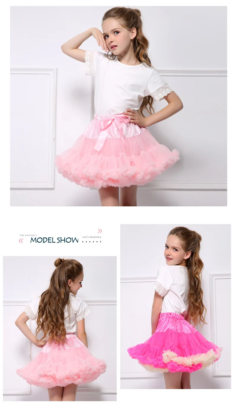DOMIRY Tulle Tutu Skirts for Girls Layered Fluffy Ballet Skirt with Pom Pom Puff Balls Princess Dress-up Clothes 