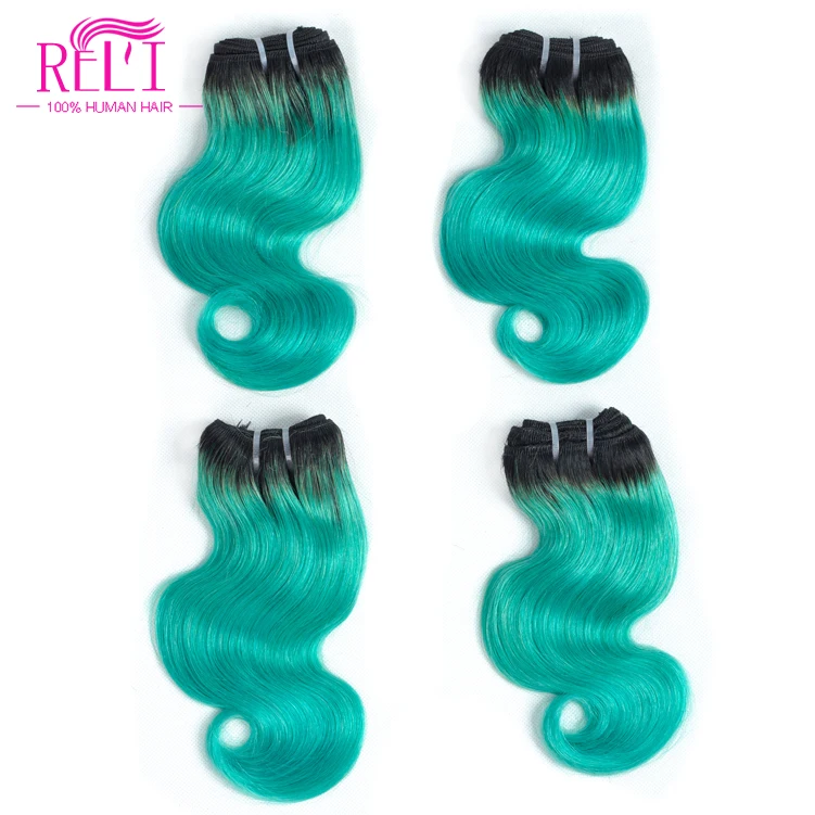 

Ombre Hair Body Wave 1B/Green Color Short Length 8 inch Hair Bundle, Ombre 1b/green