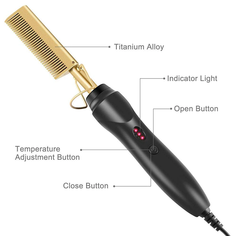 

Hair Straightener Hot Heating Flat Irons Wet Dry Use Brush Comb Hair Straight Styler Corrugation Curling Iron Hair Curler Comb, Shown
