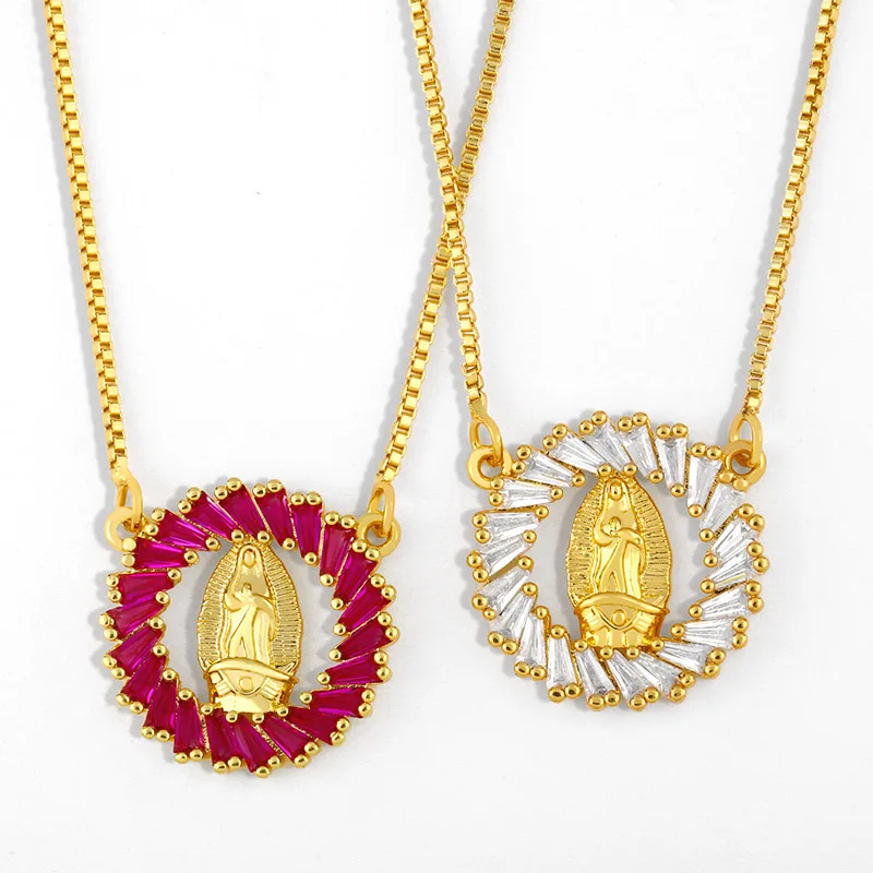 

Sailing Jewelry New Arrival Gold Religious Virgen de Guadalupe Necklace For Women Crystal Catholic Virgin Mary Pendant Necklace