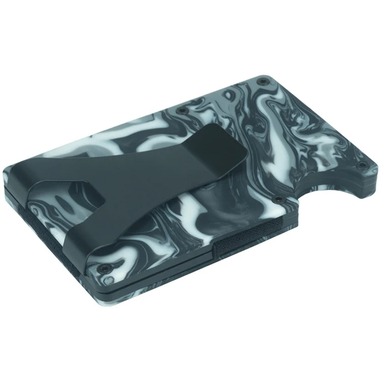 

New Design RFID Man Wallet Aluminium Card Holder Resin wooden material Business Credit Card, As picture